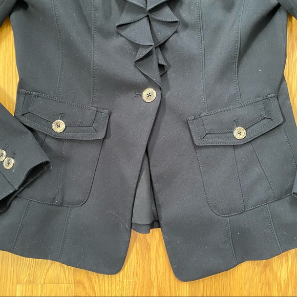 WHBM White House Black Market ruffle collar black blazer - Picture 5 of 12